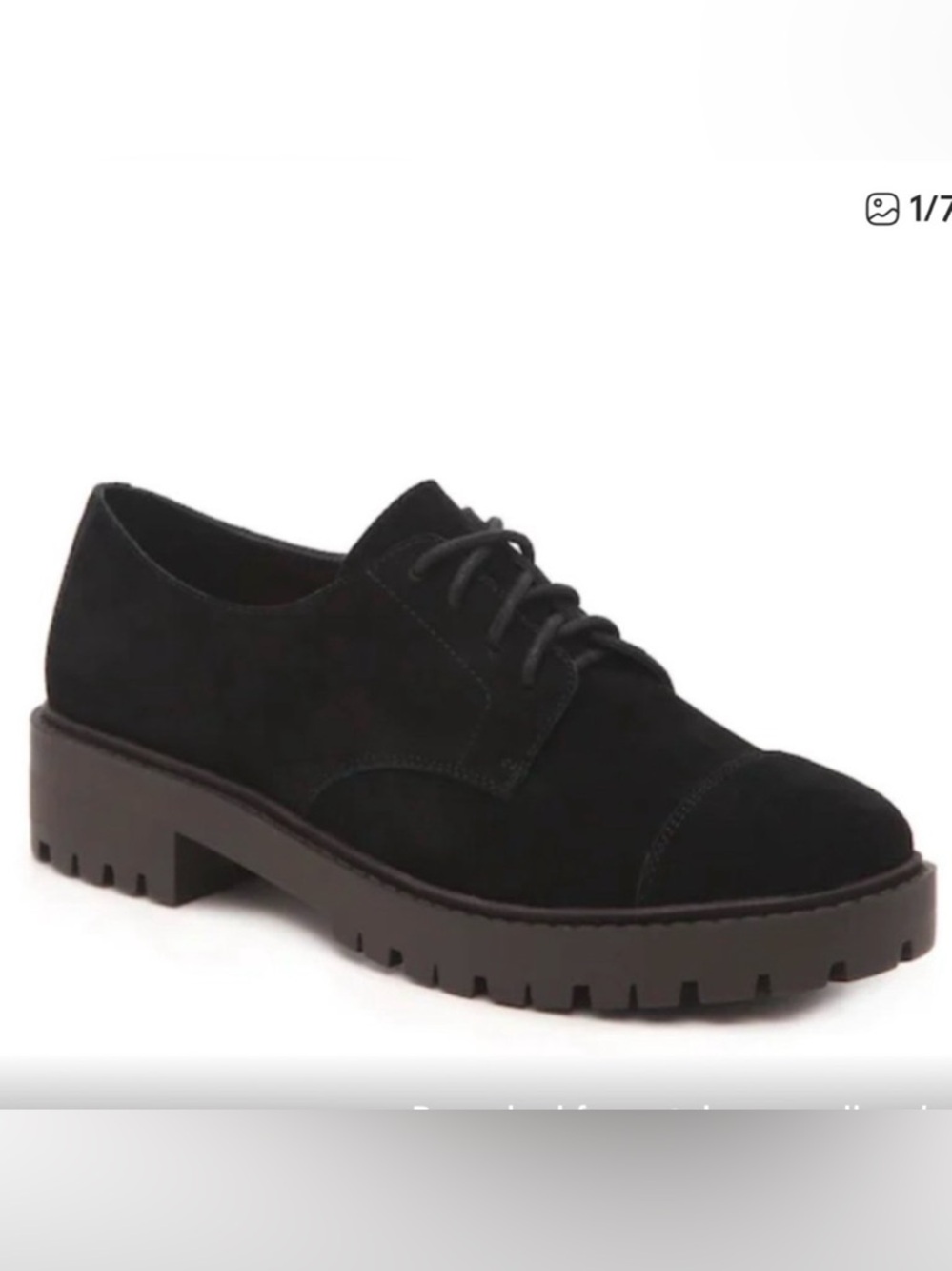 Lucky Brand Ibria Black Suede Platform Oxford Loafers 8.5